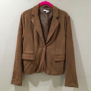 New Sincerely Jules Women M Suede Jacket Single Breasted Blazer Brown Academia